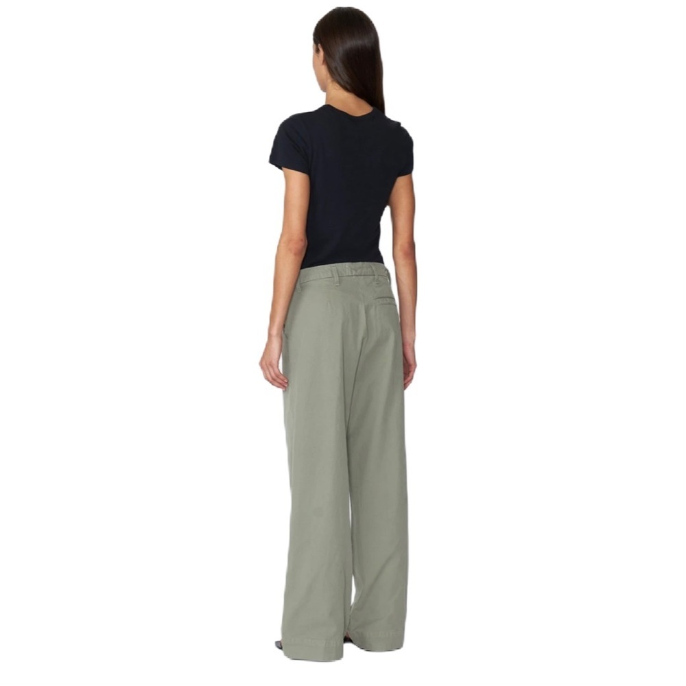 SLVRLAKE Lola Cotton Wide Leg Pleated Pant Size 27 In Smokey Aloe - Picture 2 of 12